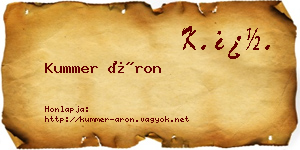 Kummer Áron névjegykártya
